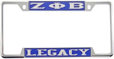 Zeta Phi/&Phi; Beta Legacy License Plate Frame [Decal Visible Frame - Blue/Si...
