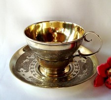 alte russische Tasse mit Unterteller 84 Silber Moskau 1871 Untertasse / bv 331
