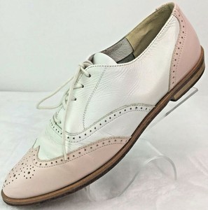pink and white oxford shoes