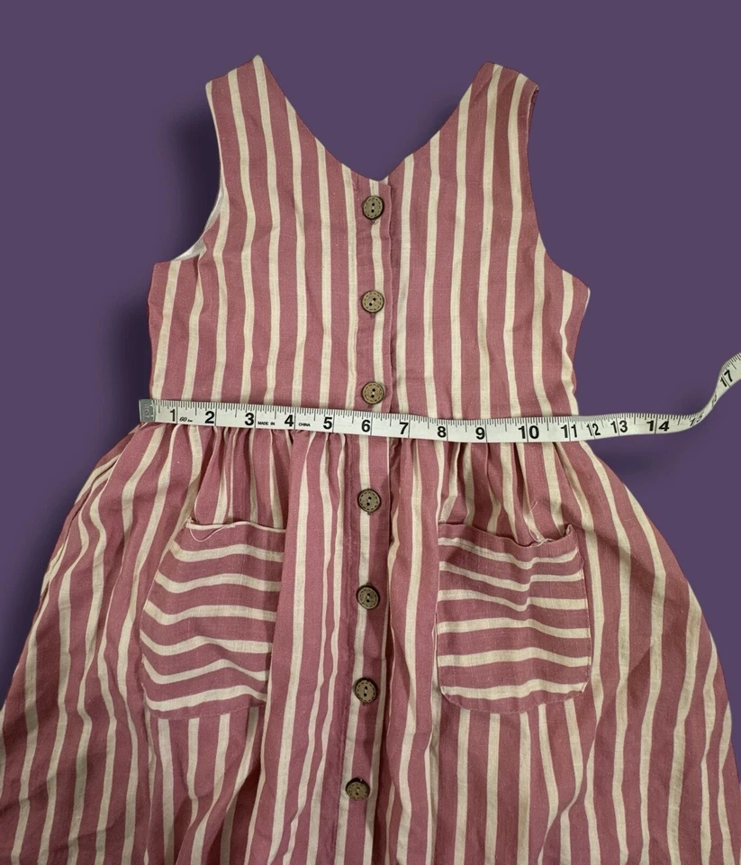 Карман платье нахальный сливы 8 молодежи Kids девочек в полоску льняной смеси без рукавов - Изображение 4 из 4