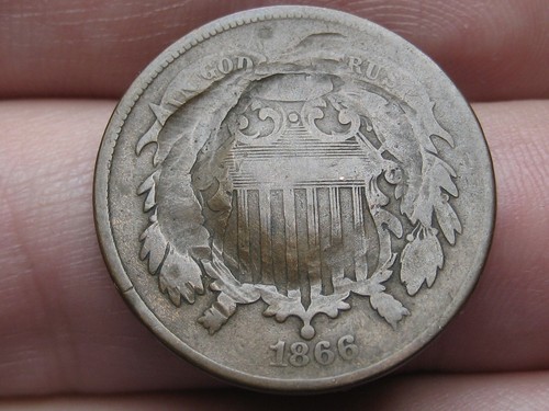 1866 Two 2 Cent Piece- VG/Fine Details