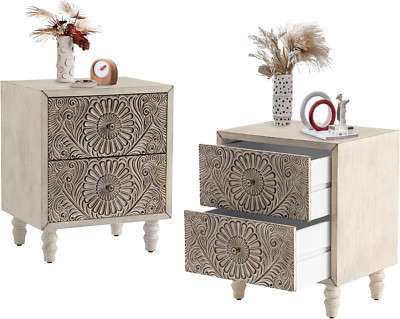 Vintage 2-Piece Nightstand Set with 2 Drawers - Stylish End Tables for Home