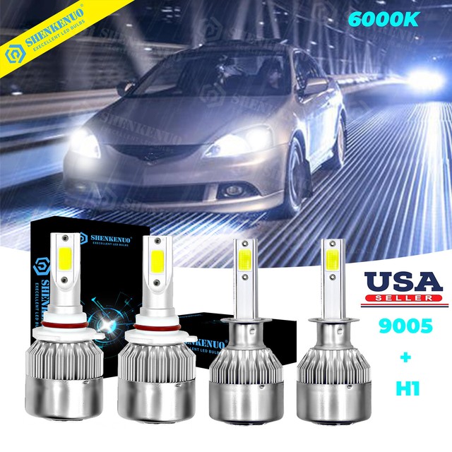4X LED Headlight Kit 9005 H1 6000K Bulbs High / Low Beam for Acura RSX