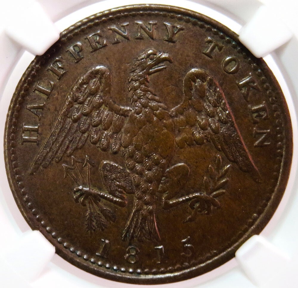 1815 LOWER CANADA 1/2 PENNY BRITANNIA & EAGLE TOKEN NGC MINT
