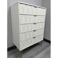 CLEARANCE - DIAMOND 5 DRAWER CHEST WHITE MATT