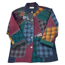 Vintage Together Jacket Patchwork Embroidered Retro Multicoloured Womens Medium