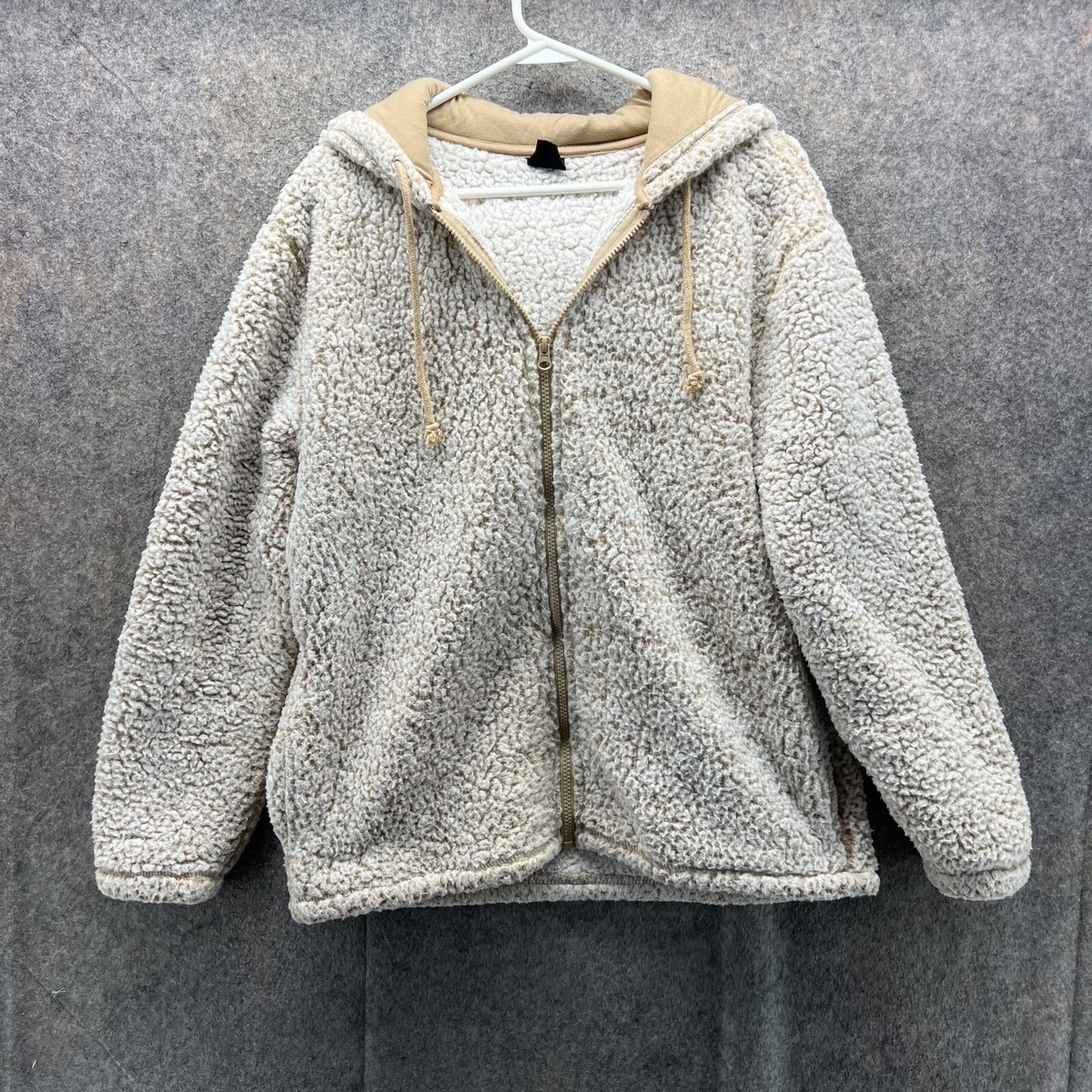 Pacsun Jacket Women Medium Beige Full Zip Tan Sherpa Fleece Warm