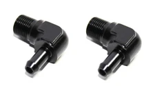 2pc 90Deg Fuel Oil Gas Line 3/8"NPT Male to 3/8" Hose Barb Fitting Adapter Black