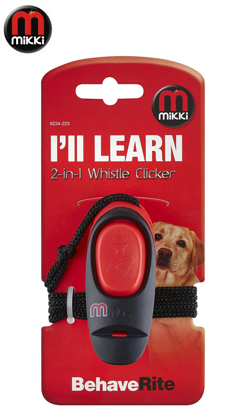 MIKKI 2 IN 1 HIGH PITCHED DOG WHISTLE CLICKER RECALL TRAINING AID BEHAVIOUR