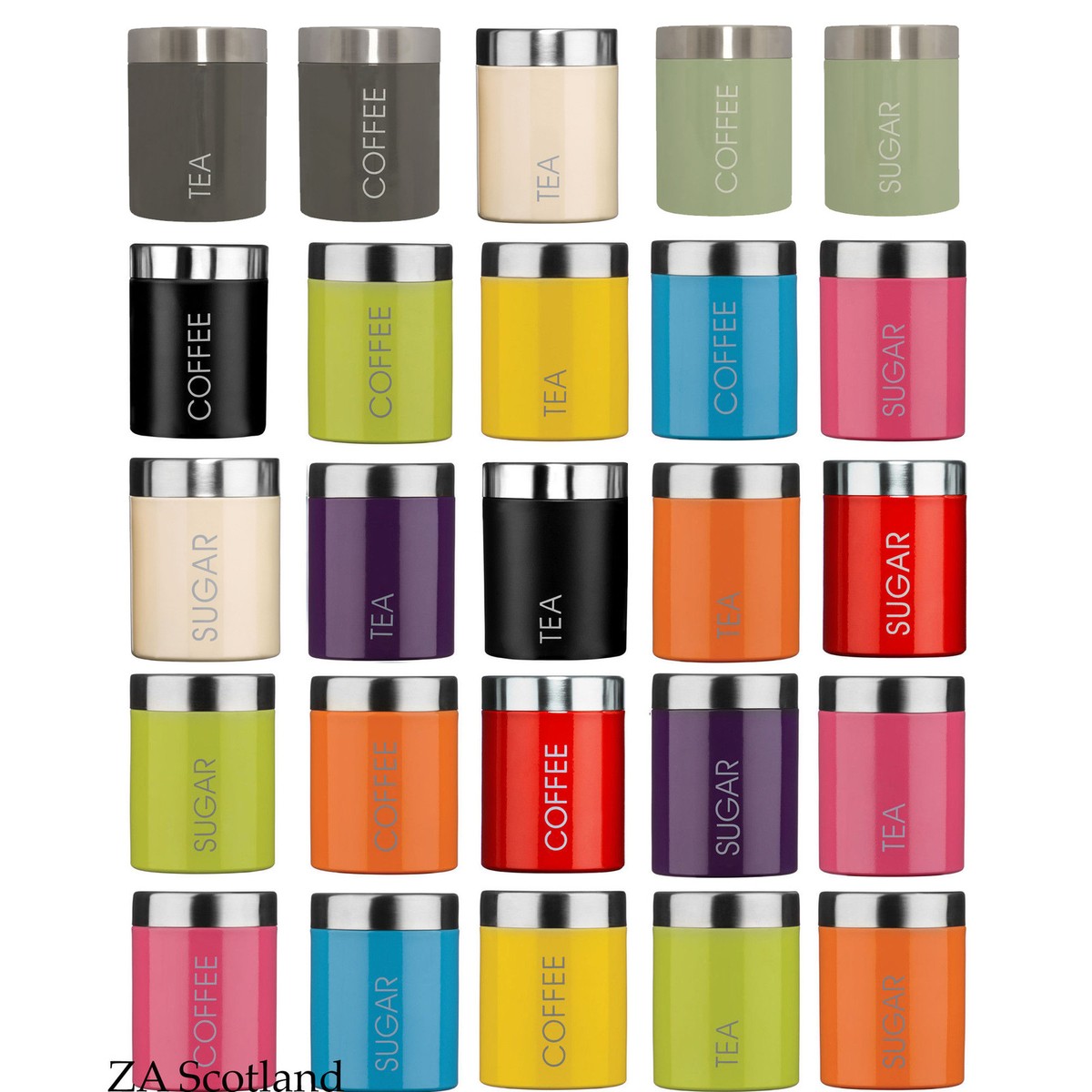 Amazing Tea Coffee Sugar Kitchen Pots Canisters jars Various Colours Mix  Match