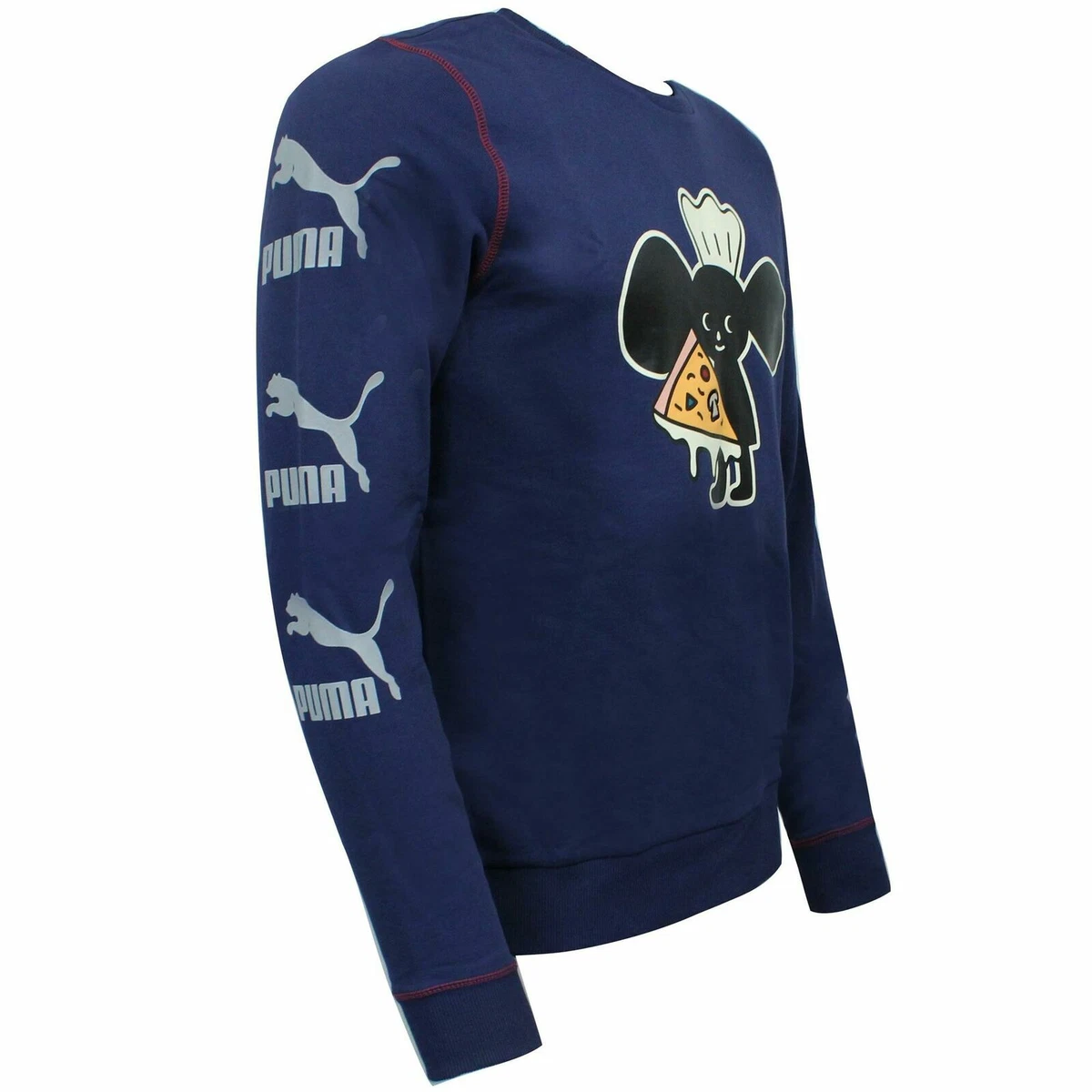 Puma x Tyakasha Mens Crew Sweatshirt Graphic Print Jumper Navy