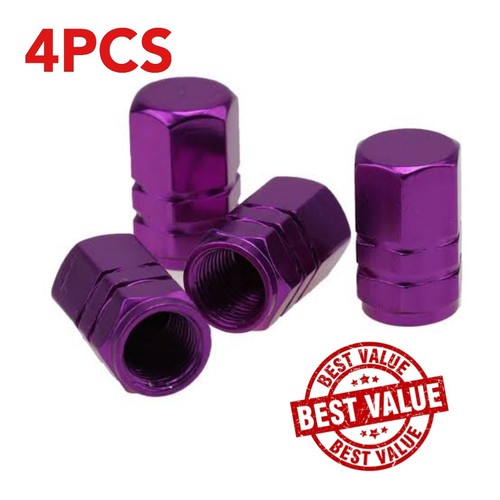 4PCS Purple Wheel Tyre Tire Valve Stems Air Dust Cover Screw Caps Car