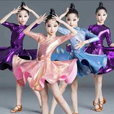 Girls Latin Dancing Dress Kids Ballroom Dance Wear Clothing Stage Wear Clothes