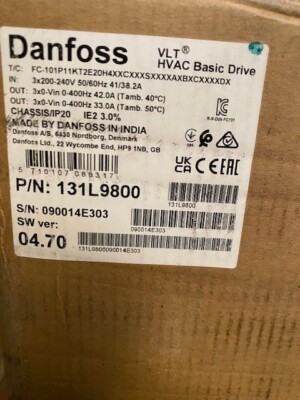 131L9800 DANFOSS DRIVES VLT HVAC Basic Drive FC