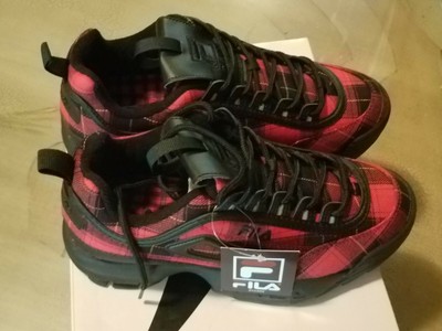 red and black plaid tennis shoes