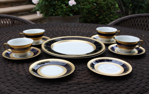 Royal Jackson Imperial Cobalt Gold Encrusted Cups & Saucers & Bonus Pieces - Picture 1 of 24