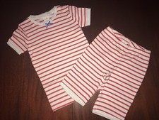 NEW 4 5 6 8 Mini Boden Shortie Pajamas Red White Striped Pattern 4T