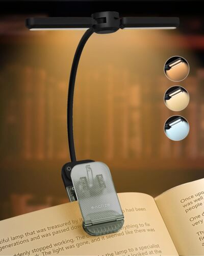 Lumière de lecture, lampe de livre rechargeable pour lecture au lit, lumière réglable 180° - Photo 1 sur 12