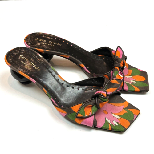 Kate Spade Retro MCM Floral Canvas Womens size 5.5 Slip On Sandals Shoes - Picture 3 of 9