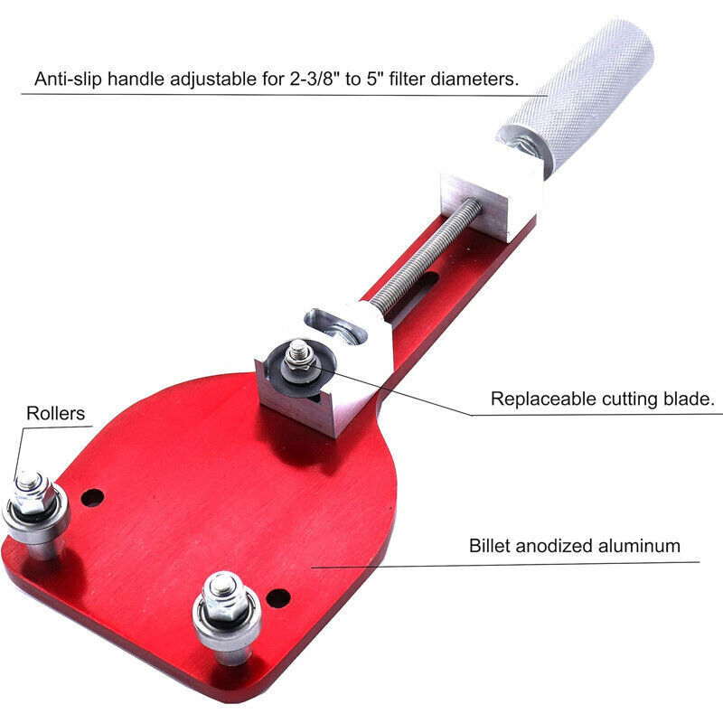 New 77750 Red Oil Filter Cutter Tool for Filter Cutting Range From 2-3/8 to 5"