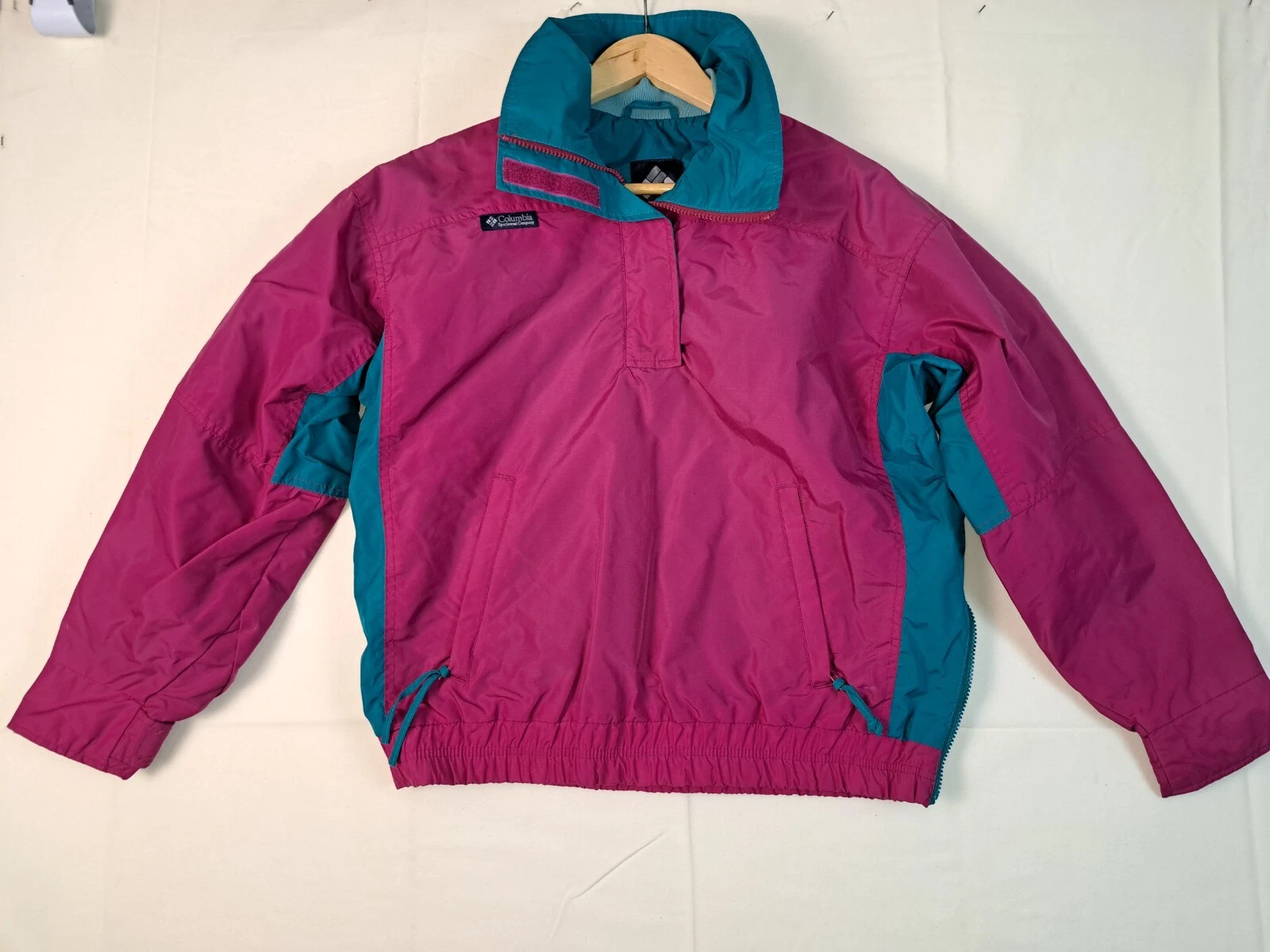 VTG 90s Y2K Columbia Bugaboo 1/4 Zip Jacket Snow Ski Teal Pink Womens M USA