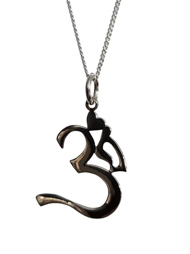 Om Necklace Pendant 925 Sterling Silver 18" Buddhist Jewellery Boxed Namaste - Picture 20 of 24