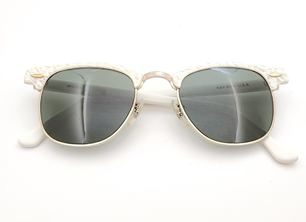 Vintage B&L Ray Ban Bausch & Lomb G15 Gray White Clubmaster Vintage B&L Ray Ban Bausch & Lomb G15 Gray White Clubmaster
