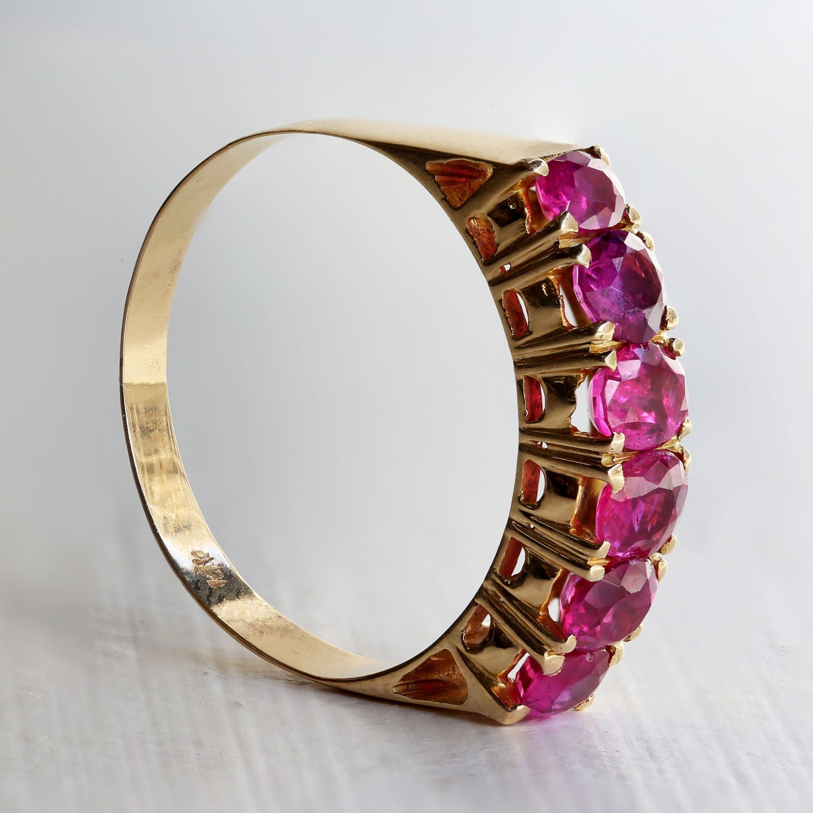 Gold Ruby Ring - 14ct Yellow Gold Ruby Diamond 6 … - image 3