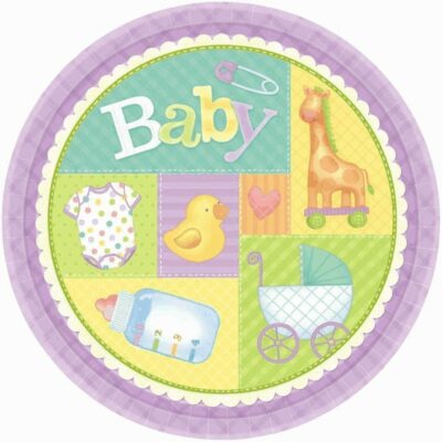 Baby Shower or Birthday Party 9 inch Dinner Plates duck giraffe baby design