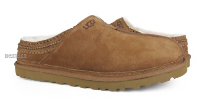 UGG Neuman Chestnut Suede Fur Slippers Mens Size 12 -NIB-