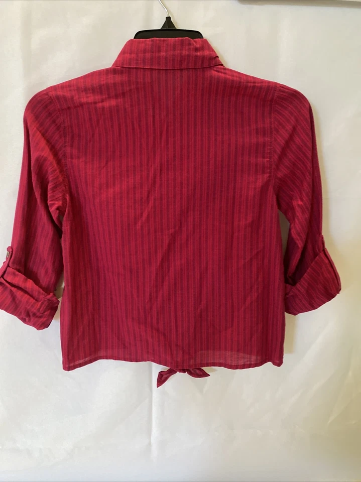 Camisa de Vestir Roxy Niña Roja Abotonada Talla 12 Manga Larga Corbata Frontal Nueva con Etiquetas Foto 2 de 4