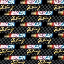 Nascar Fabric Licensed Retro Racing Black Red by Camelot Fabrics By The Yard