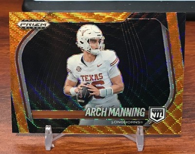 Arch Manning 2025 Prizm Black Base #197 Orange Wave Prizms 19/60 NIL Texas