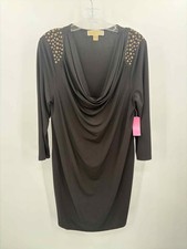 MICHAEL Michael Kors Black Size Large Shift Knee Length Long Sleeve Dress