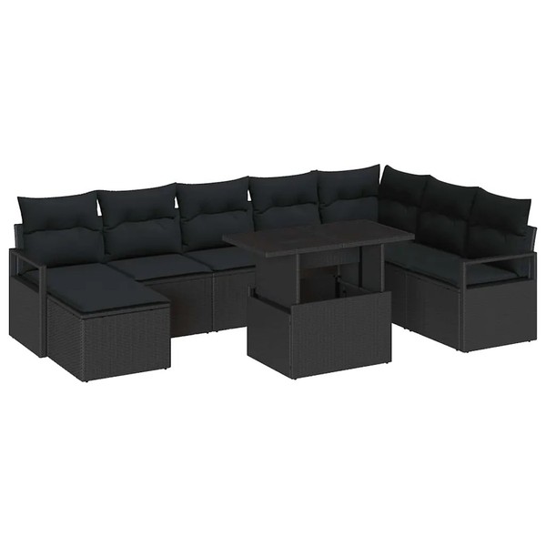 Garten Sofa Set 9-Teilig Mit Kissen Schwarz FüR Terrasse Balkon GartenmöBel-image