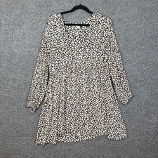 Billabong Dress Womens Medium Black Ditsy Floral Mini Balloon Sleeve Bohemian