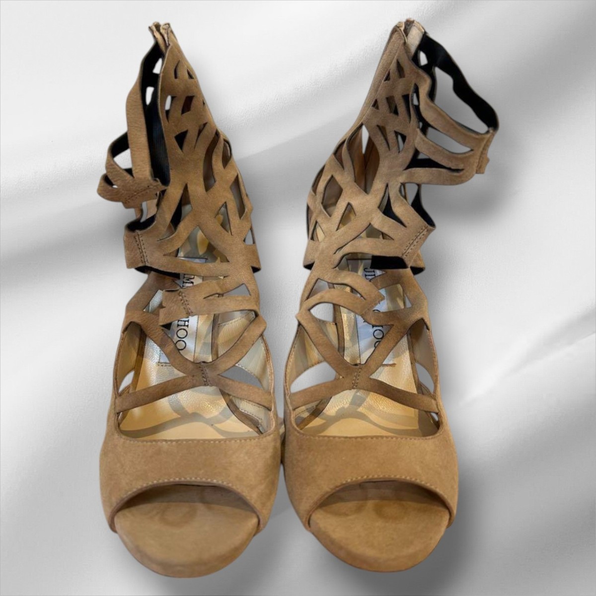 Jimmy Choo Suede Sandals 22-22.5cm Brown Size 34.5 Very Good 