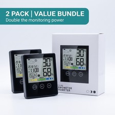 2 PACK Digital Indoor Thermometer Hygrometer Humidity Gauge Room Temp Clock