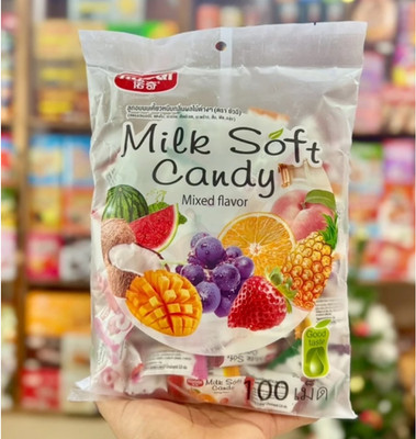 Milk Soft Fruit Candy Assorted Flavors   100 Pieces   Thai Chewy Sweets Mix 380g
