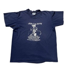 Vintage 80s Join The Army Uncle Sam Parody Anti-War T-Shirt Distressed Hanes