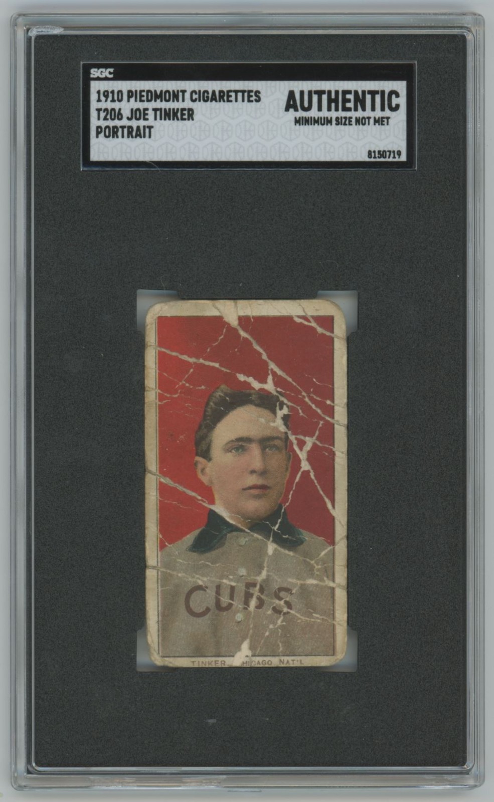 Joe Tinker 1910 Piedmont Cigarettes T206 SGC Chicago Cubs
