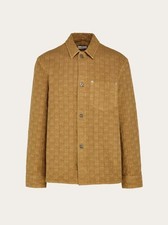 FERRAGAMO MEN'S CAMEL TEXTURED COTTON SHIRT MSRP 1400