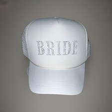 Manhattan Hat Company White BRIDE Rhinestone Mesh Trucker Hat, Polyester