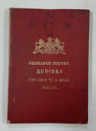 Vintage Ordnance Survey Engraved New Series cloth covers, sheet 97 Runcorn, 1898