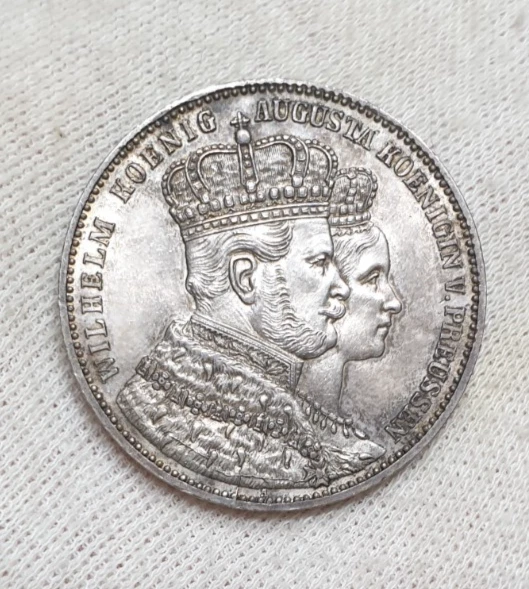 Prussia 1 Thaler 1861 Silver Coin Unc Coronation Germany Full Luster - Image 3 of 4