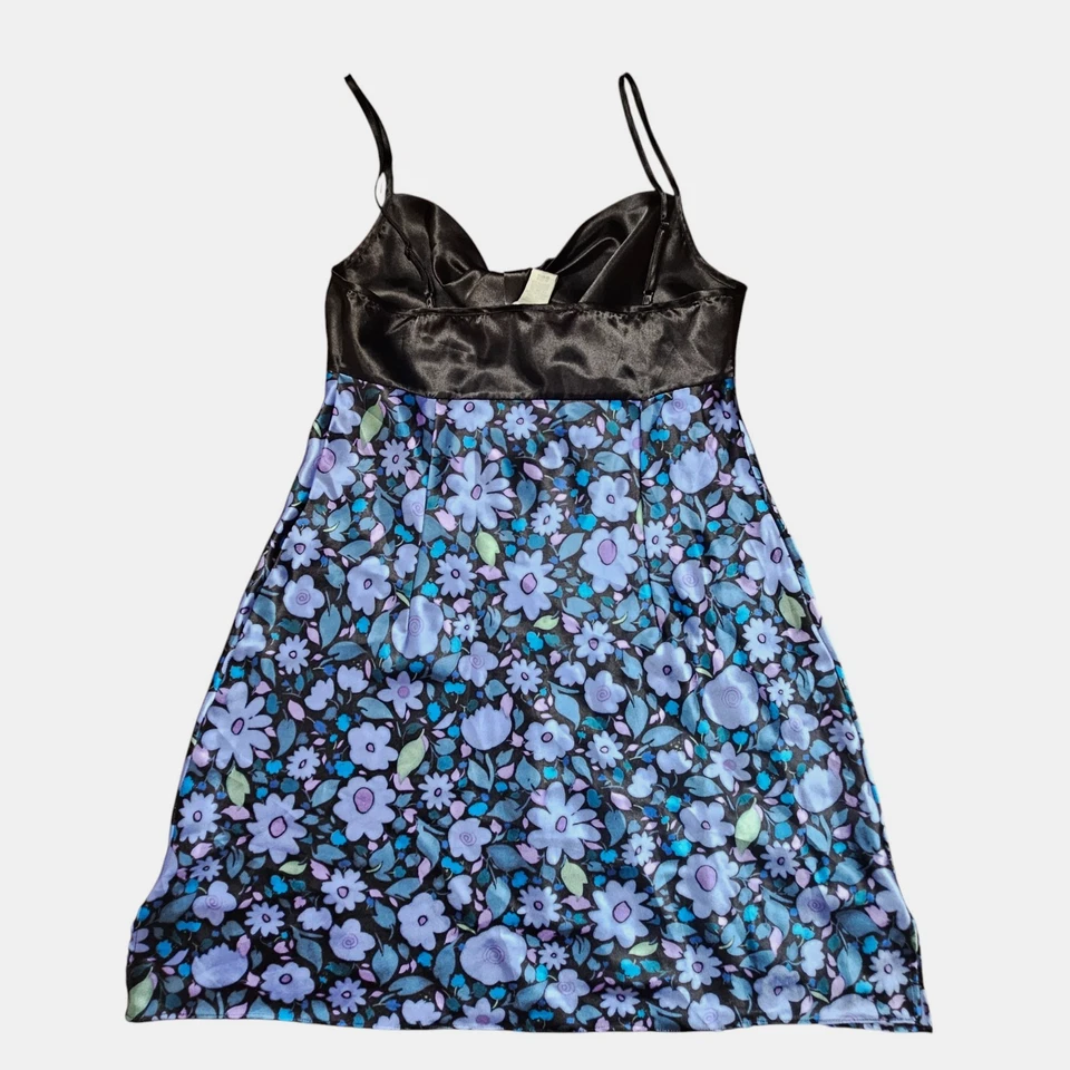 Vintage August Silk Intimates Floral Satin Chemise Slip Dress M Coquette 90s Y2K - Image 2 of 4
