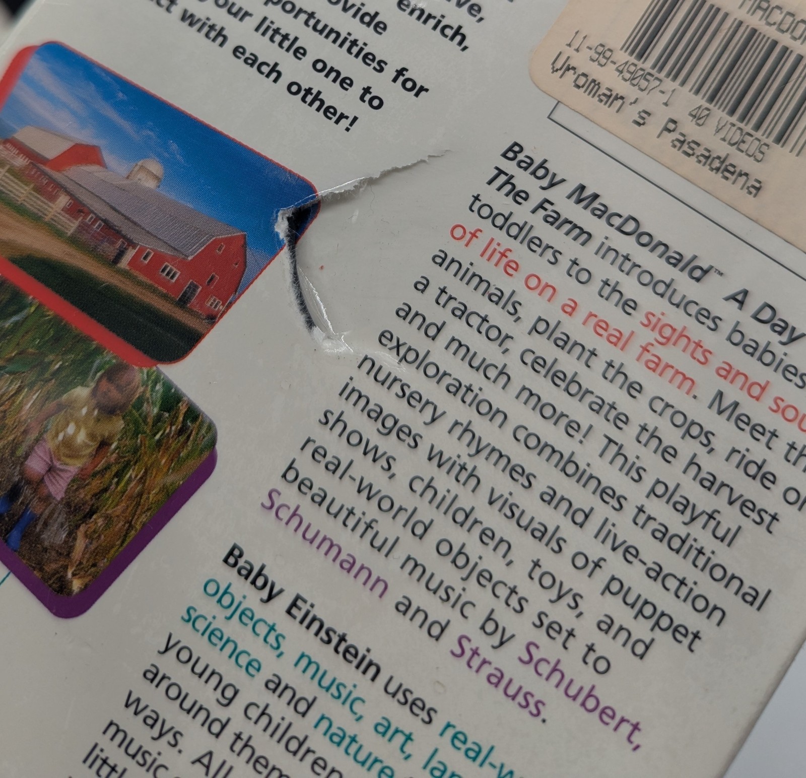 NIB Baby Einstein: Baby MacDonald: A Day on the Farm VHS Tape 2004 Disney, NEW