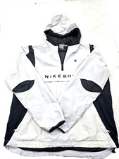 Nike Men's L White/Black Color Block Hooded Windbreaker Zipper