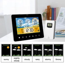 Digital LCD Weather Station Calendar Clock Thermometer 8 Languages ​​Black US