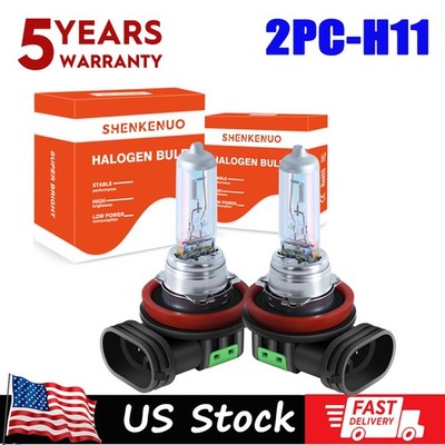 H11 Halogen Headlight Super Bright Bulbs Kit Warm White 3800K High/Low Beam 2PCS